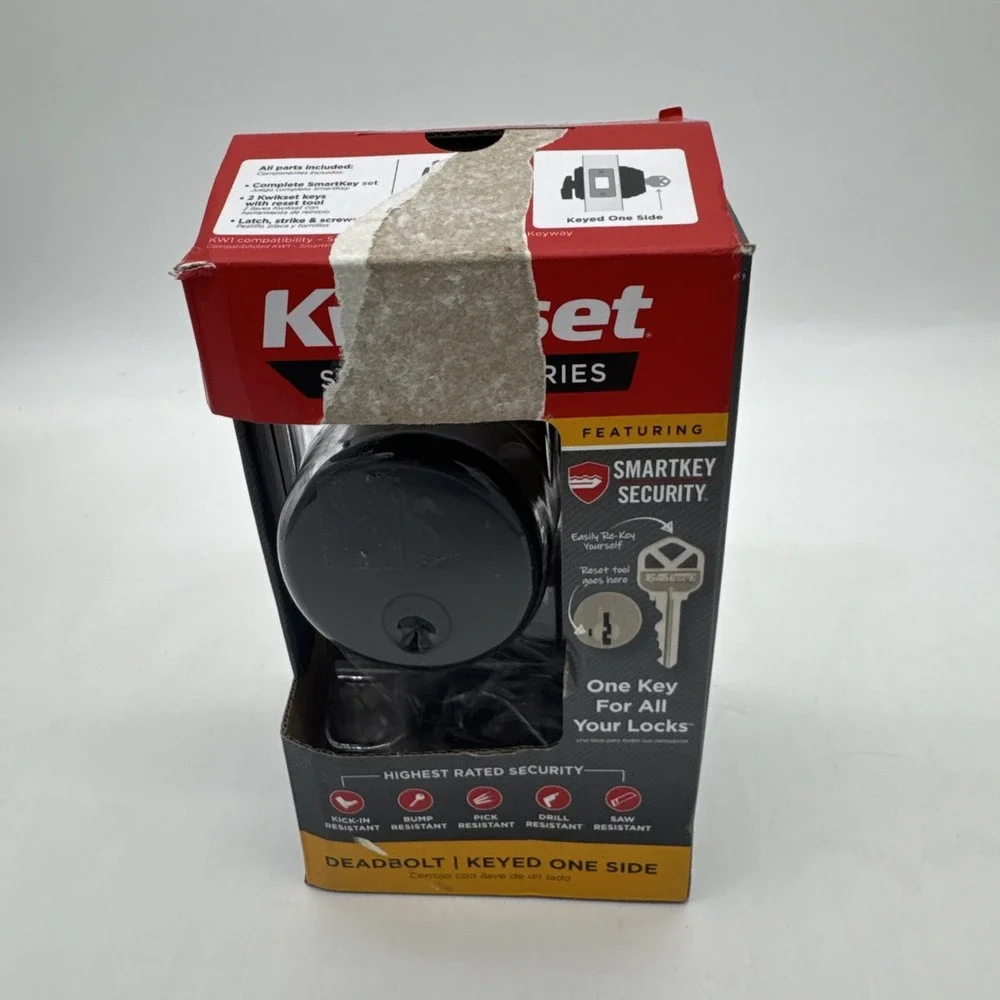 Kwikset  matte  Black Round Single Cylinder Deadbolt 92580-020 low‎ profile